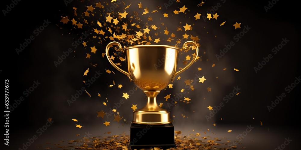 AI Generated. AI Generative. Golden reward trophy prize competition champion first place mock up. Graphic Art