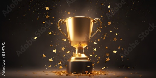 AI Generated. AI Generative. Golden reward trophy prize competition champion first place mock up. Graphic Art