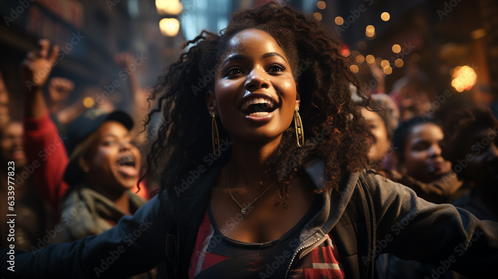 Happy black woman. Generative Ai