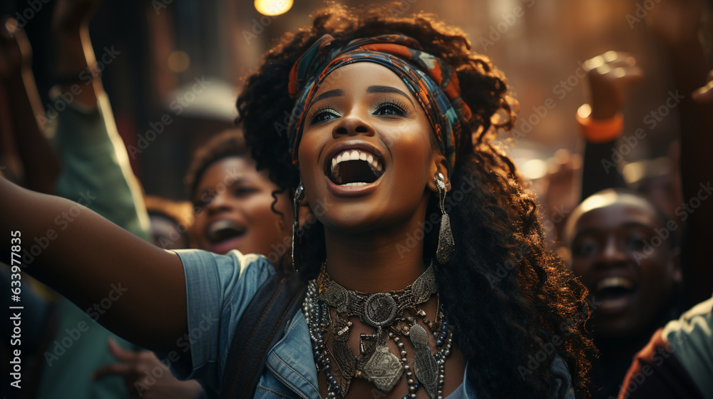 Happy black woman. Generative Ai