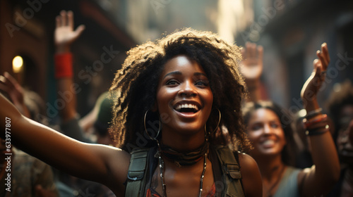 Happy black woman. Generative Ai © andranik123