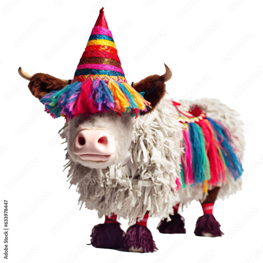 Cute cow with birthday hat