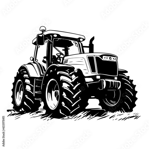 silhouette of a tractor illustration vector
