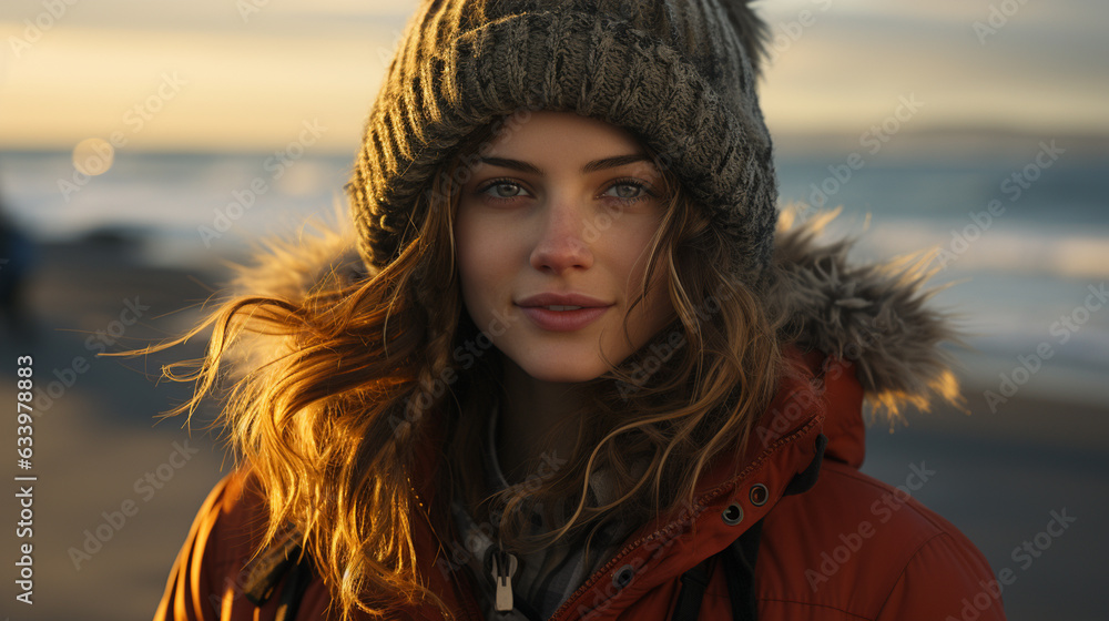 Woman in winter clothes. Generative Ai Woman in winter clothes. Generative Ai