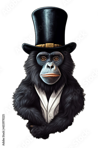 Gorilla wearing a tophat