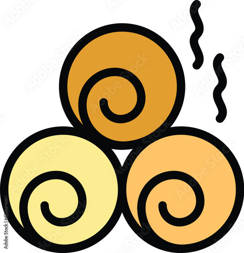 Spa hot towel icon outline vector. Wax hair. Cream depilation color flat