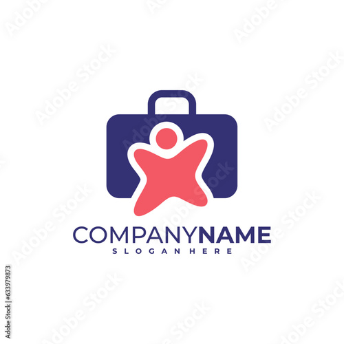 Kids Suitcase logo design vector. People Suitcase logo design template concept