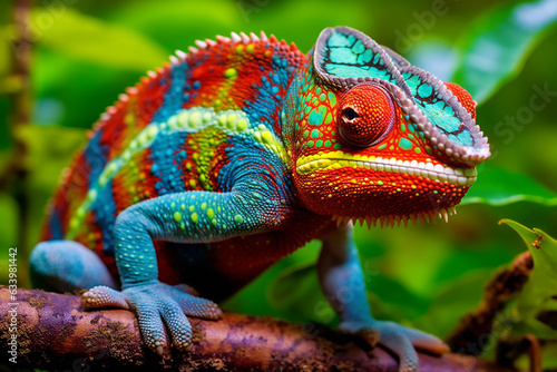 vibrant chameleon showcasing its ability to change © MrGraphics1990