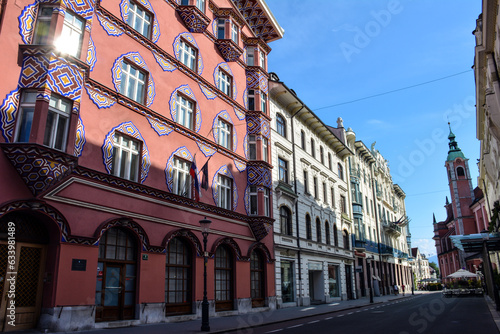 The Cooperative Business Bank Building (or Vurnik House) and the Franciscan Church on Miklosich Street - Ljubljana, Slovenia © Pedro