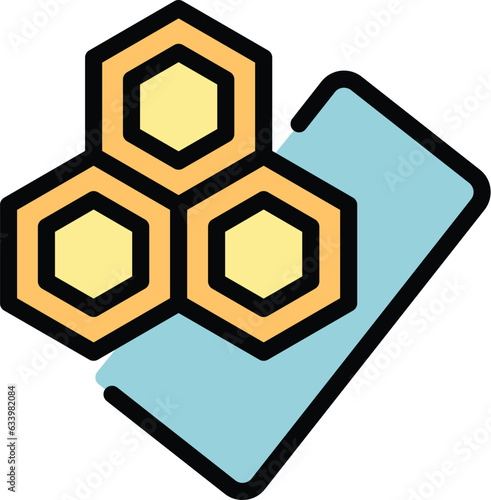 Wax honey comb icon outline vector. Candle cream. Aroma paraffin color flat