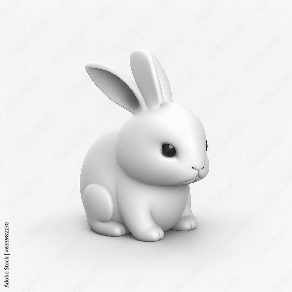 Obraz premium ai generated Illustration of cute 3d cartoon rabbit isolated white