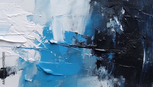 abstract oil painting texture wallpaper, with white, blue and black brushstrokes, contrasting values