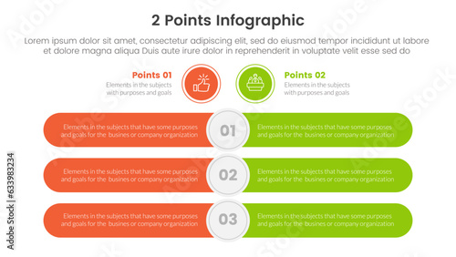 versus or compare and comparison concept for infographic template banner with round rectangle bar opposite with two point list information