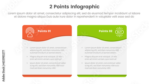 versus or compare and comparison concept for infographic template banner with wave swirl table box with two point list information