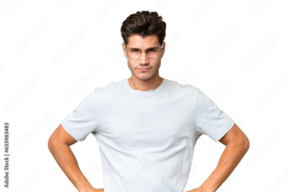Obraz premium Young caucasian handsome man over isolated background angry