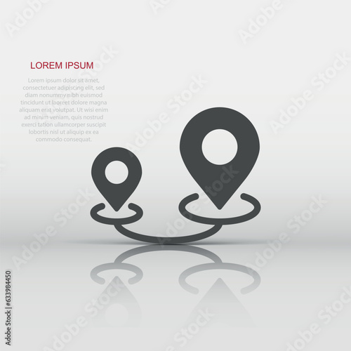 Map pin icon in flat style. gps navigation vector illustration on white isolated background. Locate position business concept.