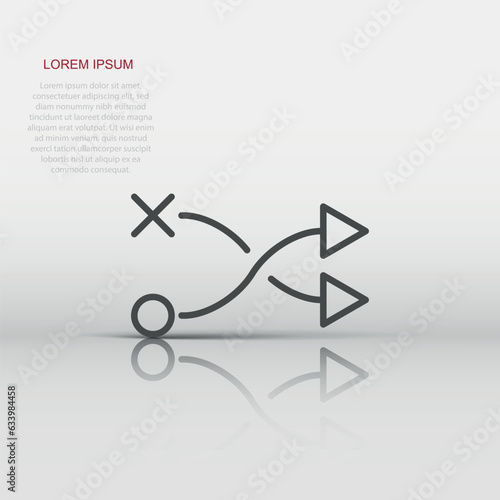 Crossroad icon in flat style. Road direction navigation vector illustration on white isolated background. Locate pin position business concept.