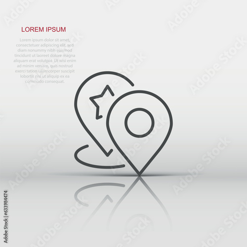 Map pin icon in flat style. gps navigation vector illustration on white isolated background. Locate position business concept.
