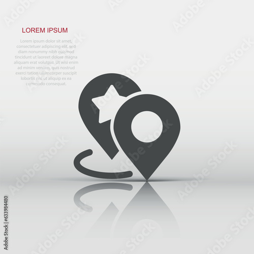 Map pin icon in flat style. gps navigation vector illustration on white isolated background. Locate position business concept.