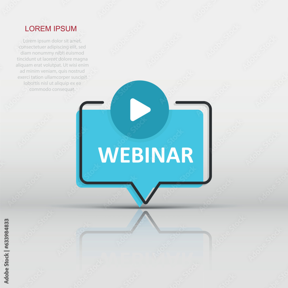 Live webinar icon in flat style. Online training vector illustration on isolated background. Conference stream sign business concept. Live webinar icon in flat style. Online training vector illustration on isolated background. Conference stream sign business concept.