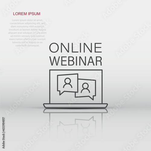 Live webinar icon in flat style. Online training vector illustration on isolated background. Conference stream sign business concept.