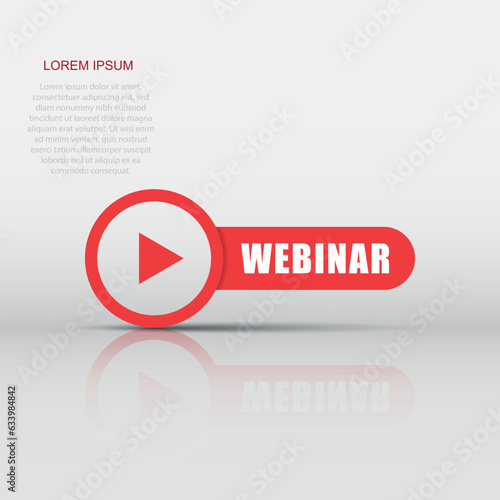 Live webinar icon in flat style. Online training vector illustration on isolated background. Conference stream sign business concept.