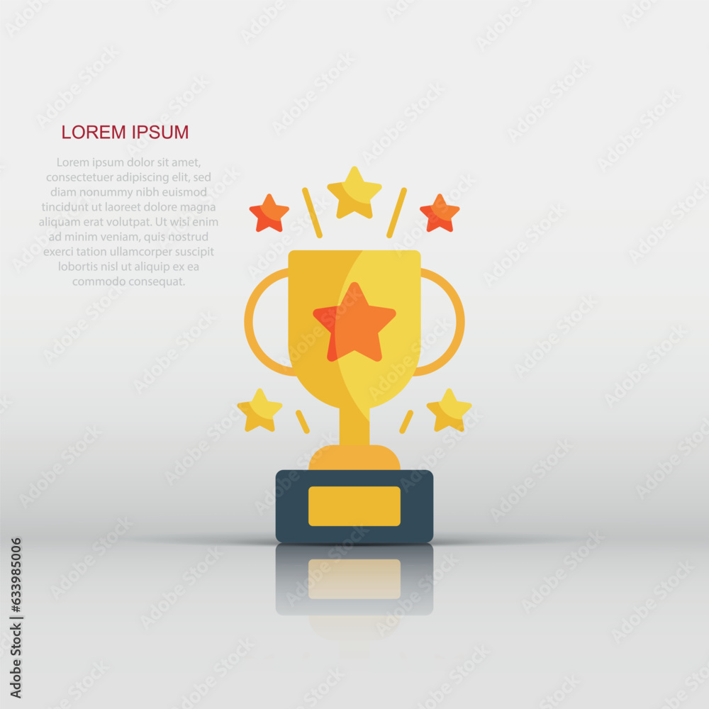 Trophy cup icon in flat style. Goblet prize vector illustration on isolated background. Award sign business concept. Trophy cup icon in flat style. Goblet prize vector illustration on isolated background. Award sign business concept.