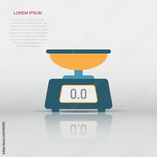 Bathroom weight scale icon in flat style. Mass measurement vector illustration on isolated background. Overweight sign business concept.