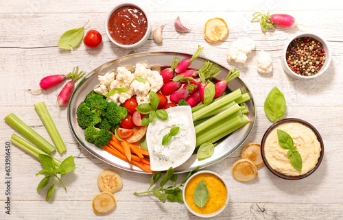 vegetable stick and dipping sauce- healthy eating concept