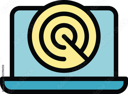 Laptop antivirus icon outline vector. Data secure. Safety password color flat