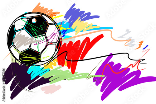  ball football soccer and brush strokes style © pichart99thai