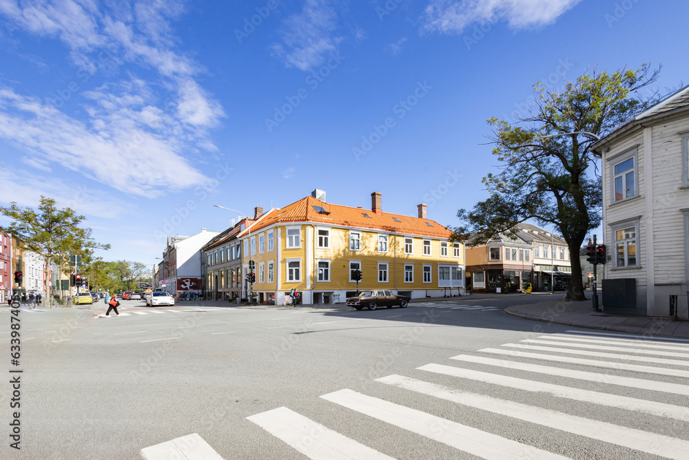 Crossroads in Trondheim city, Trøndelag, Norway