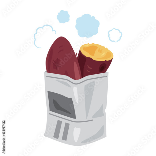 新聞紙に包まれた焼き芋