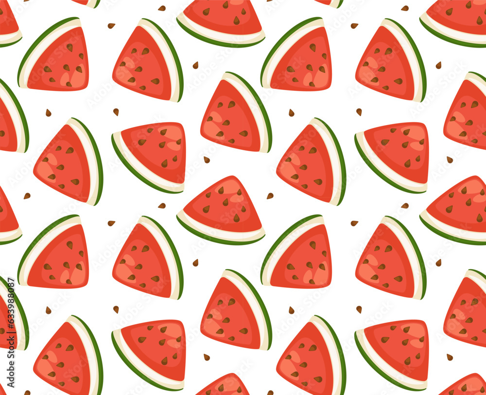 Watermelon slices with seeds, seamless pattern Watermelon slices with seeds, seamless pattern