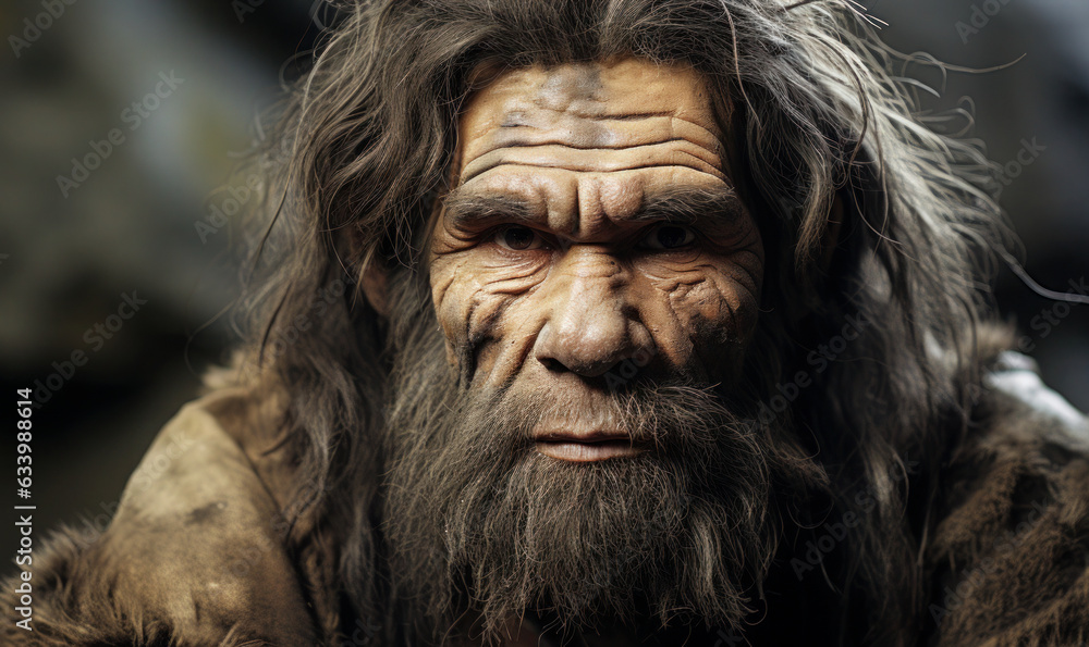 Cave Dweller: Portrait of a Neanderthal Caveman in His Habitat