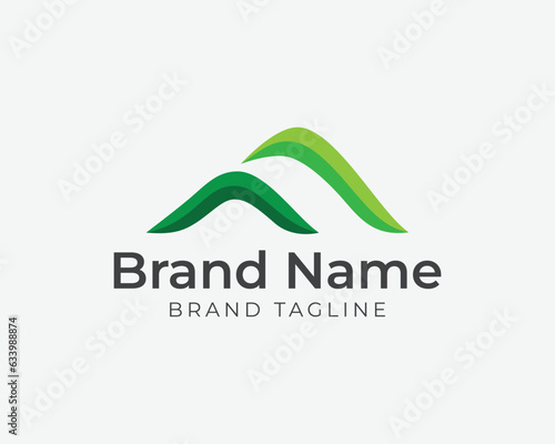 hill leaf farm logo. hill farm logo combination with leaves. agriculture logo template. farm logo template.