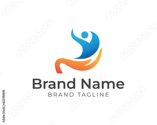 gastric or stomach health logo. stomach combination logo in the shape of a healthy person. health and wellness logo template.