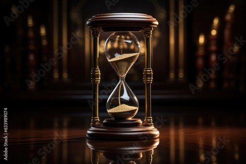 An hourglass with a subpoena inside to represent the short time frame a defendant has to comply with the request.