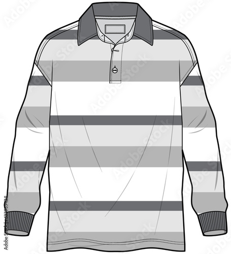 mens polo full sleeve. stripe polo shirt. multicolor polo shirt. editable vector polo. 