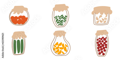 jar line jam set colored doodle elements