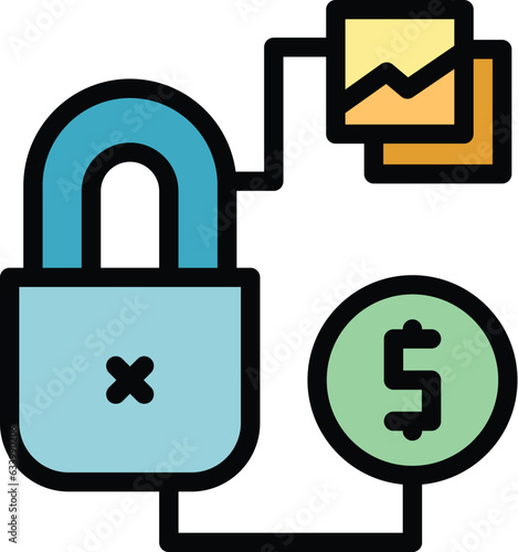 Digital lock antivirus icon outline vector. Safety firewall. Login protect color flat