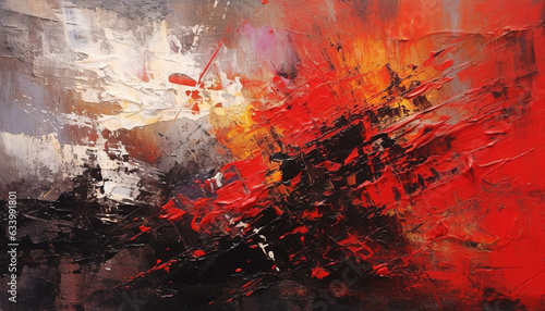 abstract oil painting texture wallpaper, with white, red and black brushstrokes, striking art © Gajus