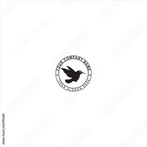 Black  Colibri Logo. Minimalistic Bird symbol design