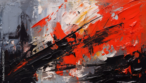 abstract oil painting texture wallpaper, with white, red and black brushstrokes, striking art © Gajus