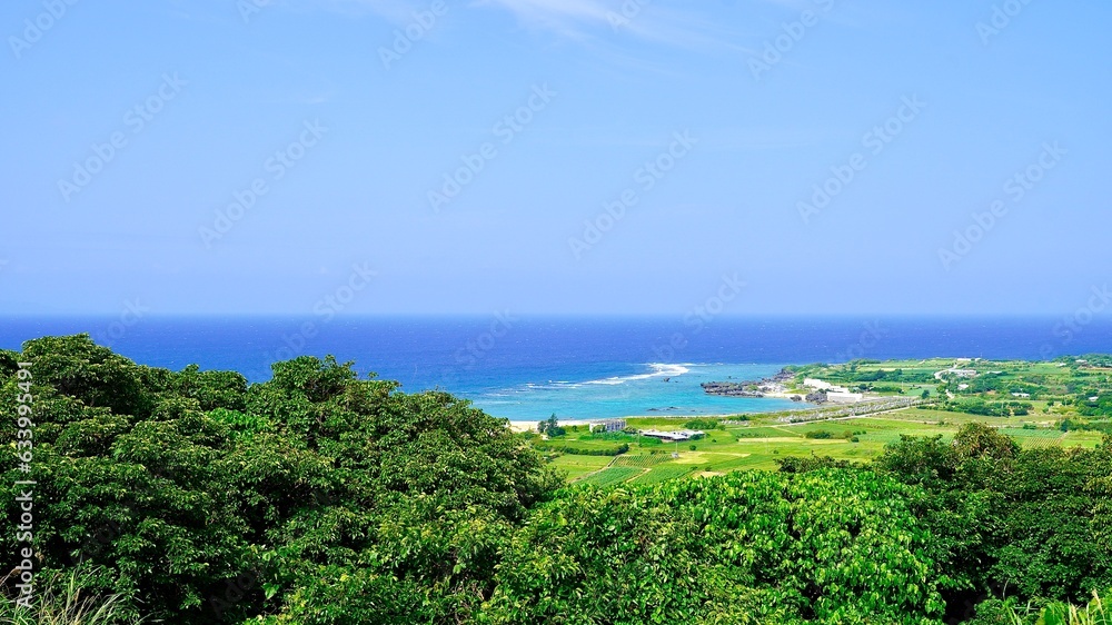 鹿児島県与論島の城（グスク）地区の高台からの風景