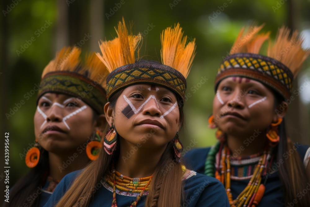 Amazonia tribe children latin. Generate Ai