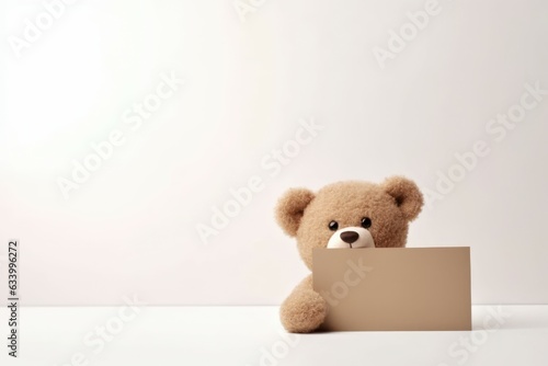 Cute bear blank card happy. Generate Ai © nsit0108