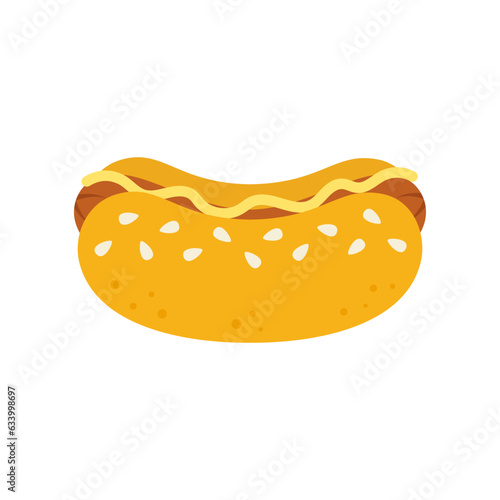 fast food flat vector illustration of hot dog
