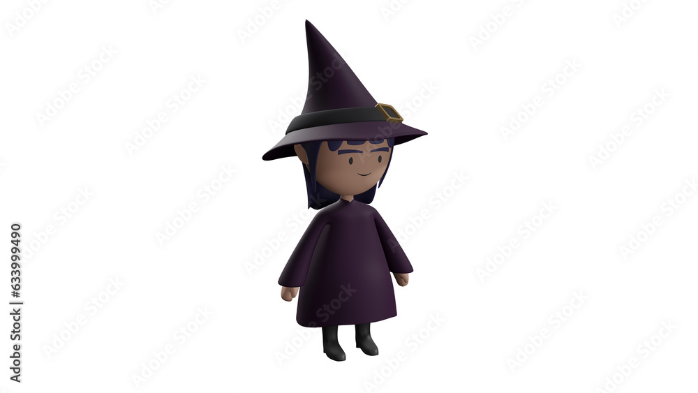 3D Model Illustration of Magical Dark Witch From Dark Forest