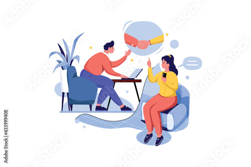 Online Contracts, Vector Business Marketing Line Illustration